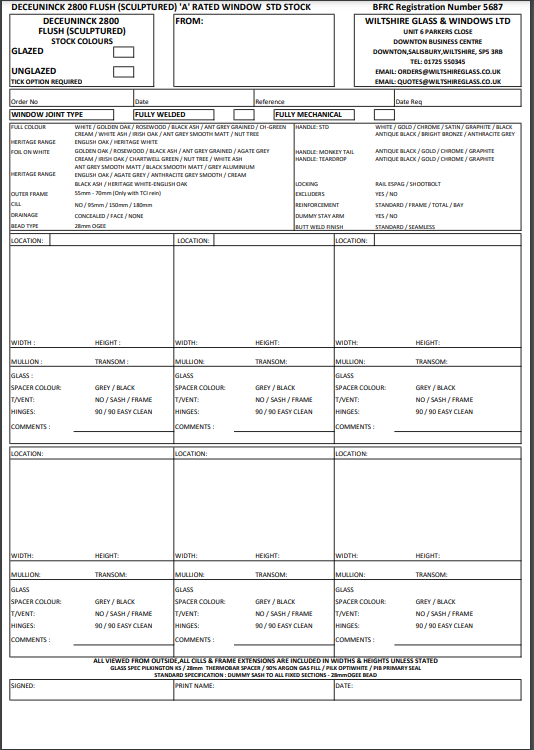 Window Ordering Form Downloads Archive - Wiltshire Glass